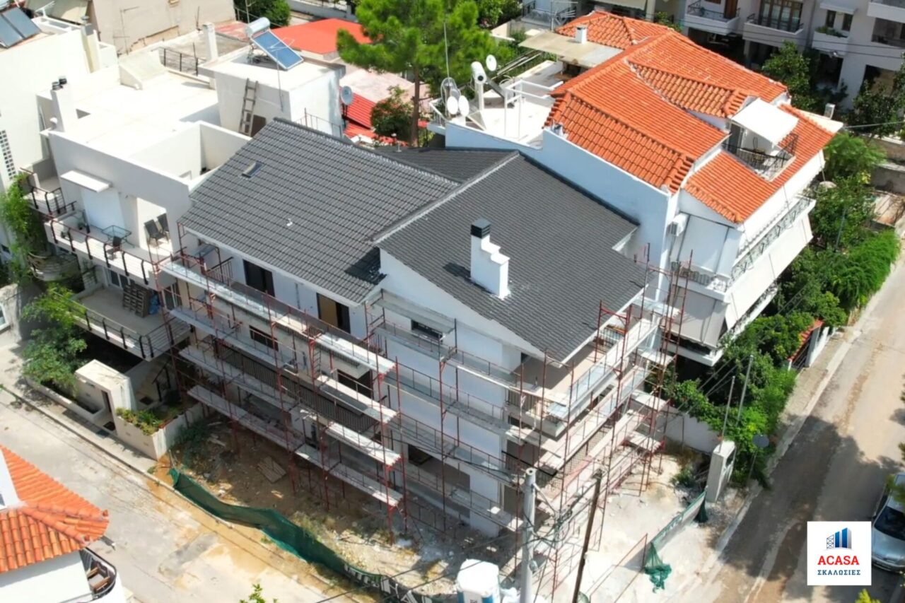 Σκαλωσιά σε νεόδμητο κτίριο στο Χαϊδάρι για ελαιοχρωματισμούς – ΣΚΑΛΩΣΙΕΣ ACASA

